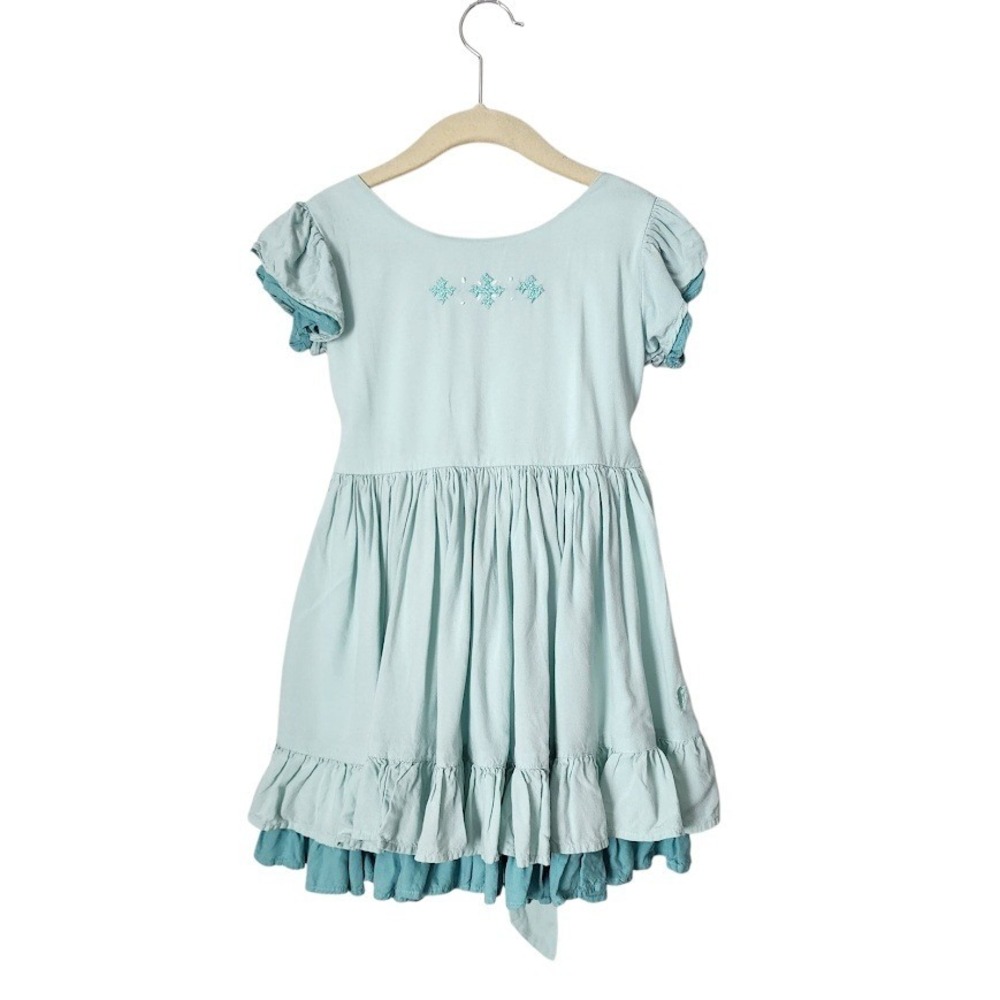 WELL DRESSED WOLF Glorious Dress heirloom Light Blue Puff Sleeve Ruffle Girls 5